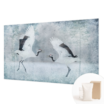 Papier peint panoramique intissé à motif de grues harmonieuses
