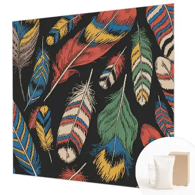 Papier peint photo grand format pour le mur plumes colorées