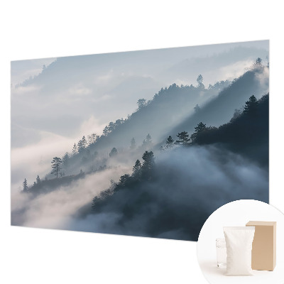 Papier peint panoramique avec un motif de paysage brumeux