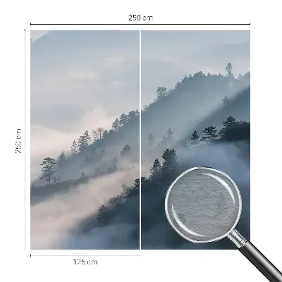 Papier peint panoramique avec un motif de paysage brumeux