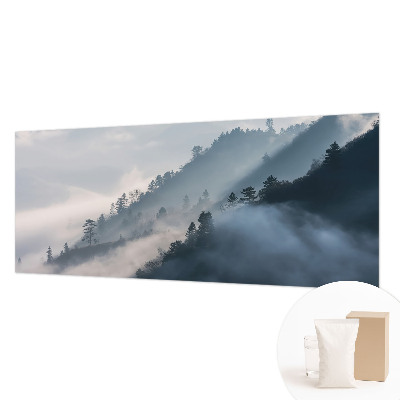 Papier peint panoramique avec un motif de paysage brumeux