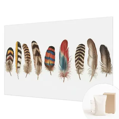 Papier peint photo sur tissu non tissé plumes colorées
