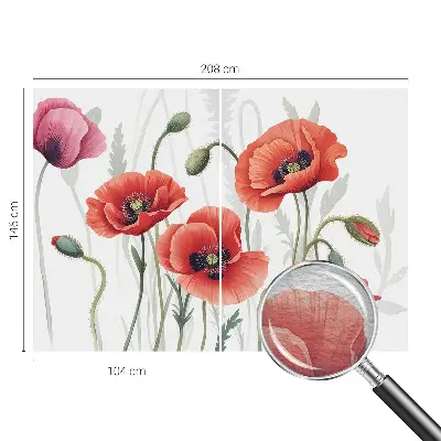 Papier peint photo imprimé sur tissu non tissé Coquelicots rouges