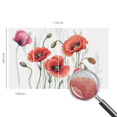 Papier peint photo imprimé sur tissu non tissé Coquelicots rouges