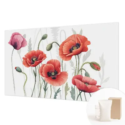 Papier peint photo imprimé sur tissu non tissé Coquelicots rouges