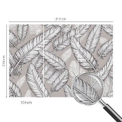 Papier peint panoramique moderne avec un motif de fines plumes