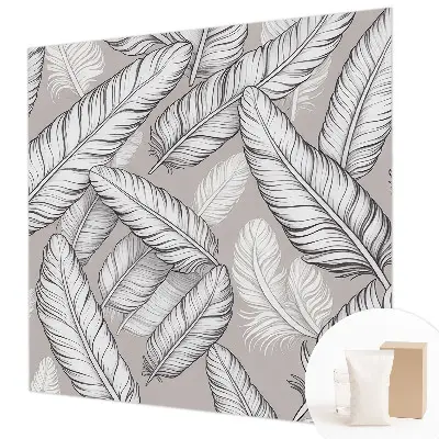 Papier peint panoramique moderne avec un motif de fines plumes