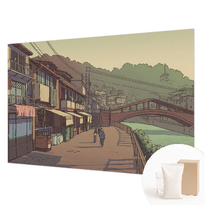 Papier peint panoramique haut de gamme avec un paysage pastellé