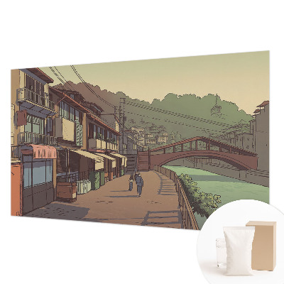 Papier peint panoramique haut de gamme avec un paysage pastellé