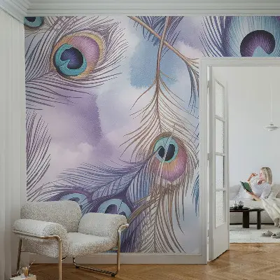 Papier peint photo grand format pour le mur Plumes de paon