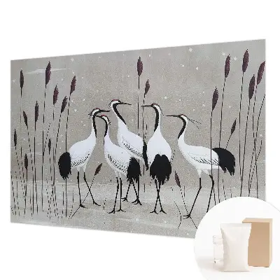 Papier peint photo imprimé sur tissu non tissé Un groupe de grues