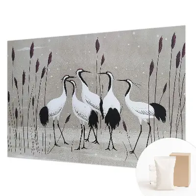Papier peint photo imprimé sur tissu non tissé Un groupe de grues