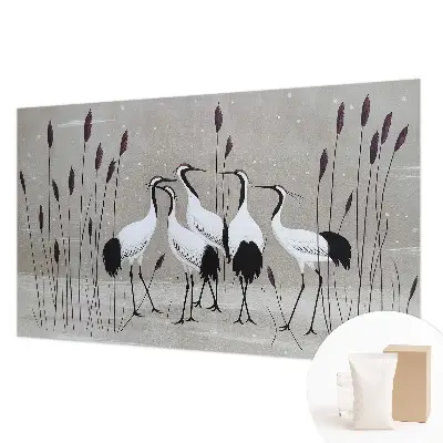 Papier peint photo imprimé sur tissu non tissé Un groupe de grues