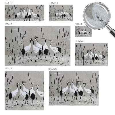 Papier peint photo imprimé sur tissu non tissé Un groupe de grues
