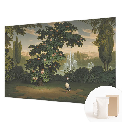 Papier peint panoramique moderne avec un motif de jardin naturel