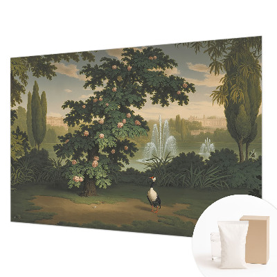 Papier peint panoramique moderne avec un motif de jardin naturel