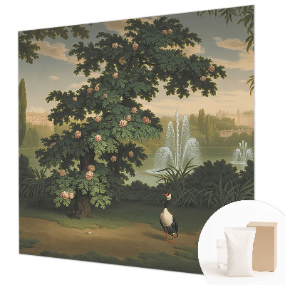 Papier peint panoramique moderne avec un motif de jardin naturel