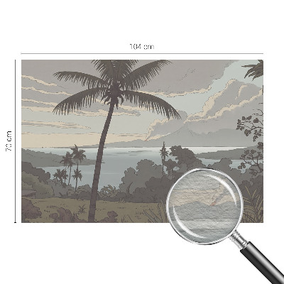 Papier peint panoramique salon avec un motif de paysage exotique