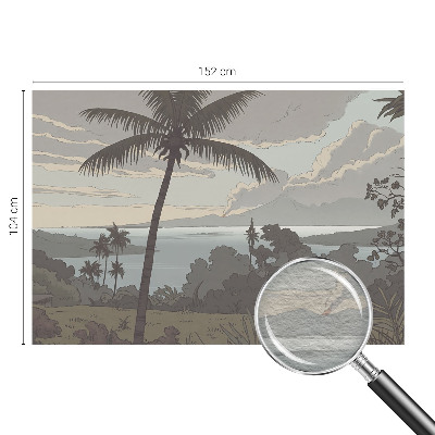 Papier peint panoramique salon avec un motif de paysage exotique