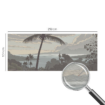 Papier peint panoramique salon avec un motif de paysage exotique