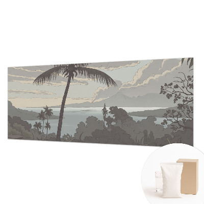 Papier peint panoramique salon avec un motif de paysage exotique