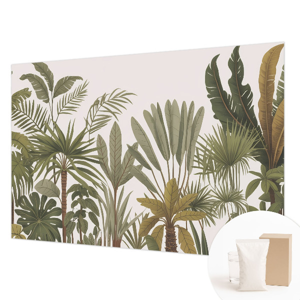 Papier peint panoramique enfant avec un motif de feuilles exotiques