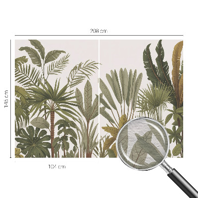 Papier peint panoramique enfant avec un motif de feuilles exotiques