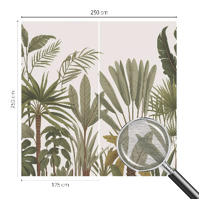 Papier peint panoramique enfant avec un motif de feuilles exotiques