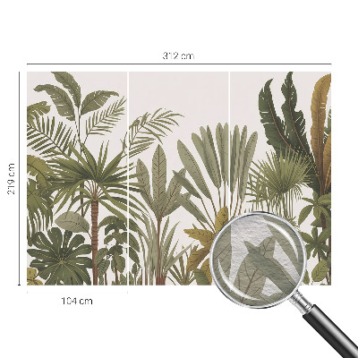 Papier peint panoramique enfant avec un motif de feuilles exotiques