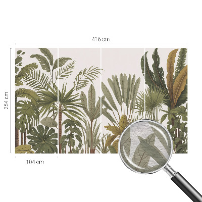 Papier peint panoramique enfant avec un motif de feuilles exotiques