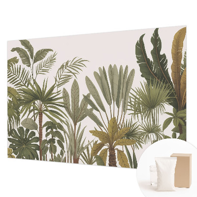 Papier peint panoramique enfant avec un motif de feuilles exotiques