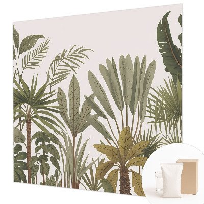 Papier peint panoramique enfant avec un motif de feuilles exotiques