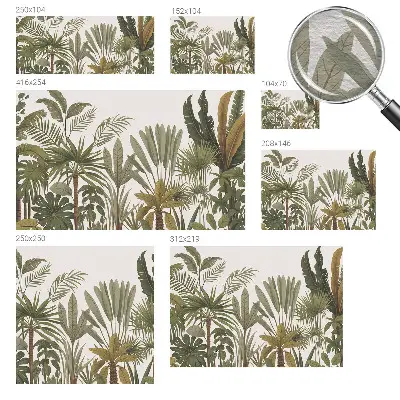 Papier peint panoramique enfant avec un motif de feuilles exotiques