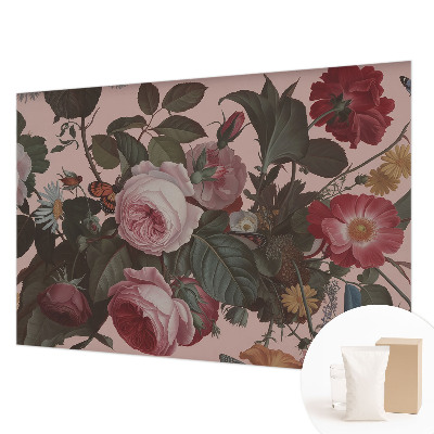Papier peint panoramique intissé moderne à motif floral élégant