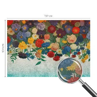 Papier peint photographique salon avec des fleurs colorées