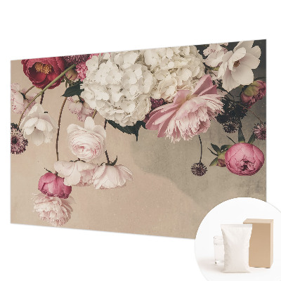 Décoration murale panoramique intissé avec motif de fleurs romantiques