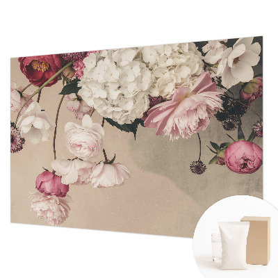 Décoration murale panoramique intissé avec motif de fleurs romantiques