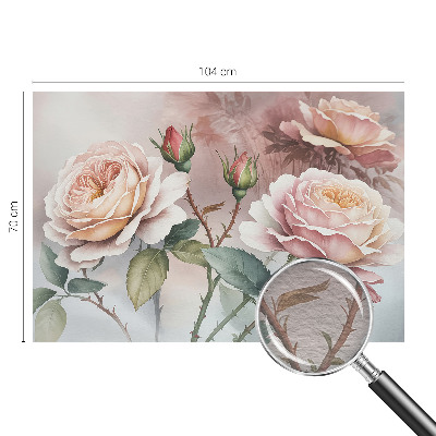 Papier peint panoramique chambre adulte avec motif de roses pastel