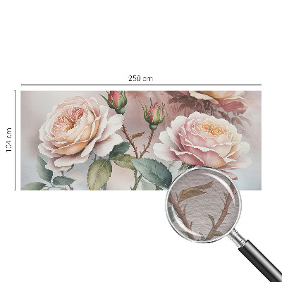 Papier peint panoramique chambre adulte avec motif de roses pastel