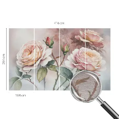 Papier peint photographique intissé roses pastel