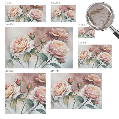 Papier peint panoramique chambre adulte avec motif de roses pastel