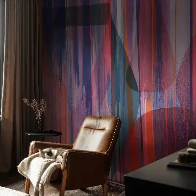 Papier peint photographique sur tissu non tissé rayures arc-en-ciel