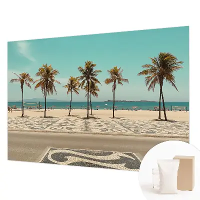 Papier peint photo grand format pour le mur Plage avec palmiers