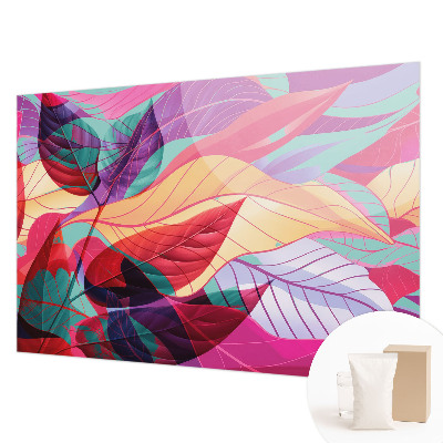 Papier peint photographique salon avec un motif de feuilles abstraites