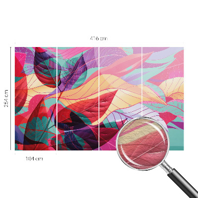 Papier peint photographique salon avec un motif de feuilles abstraites