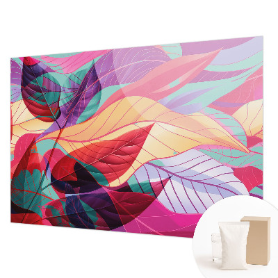 Papier peint photographique salon avec un motif de feuilles abstraites