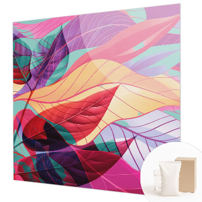 Papier peint photographique salon avec un motif de feuilles abstraites
