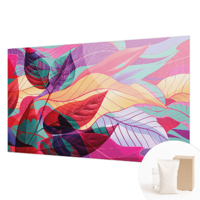 Papier peint photographique salon avec un motif de feuilles abstraites
