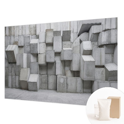 Décoration murale panoramique intissé à motif de blocs de béton