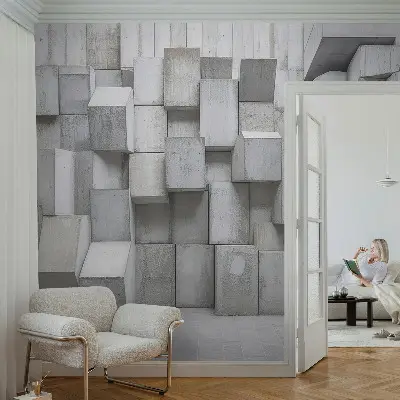 Papier peint intissé imprimé Blocs de béton